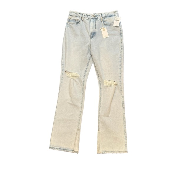 Good American Good Boy High Rise Split Hem Straight Jeans A Symmetrical Pockets - Picture 5 of 14